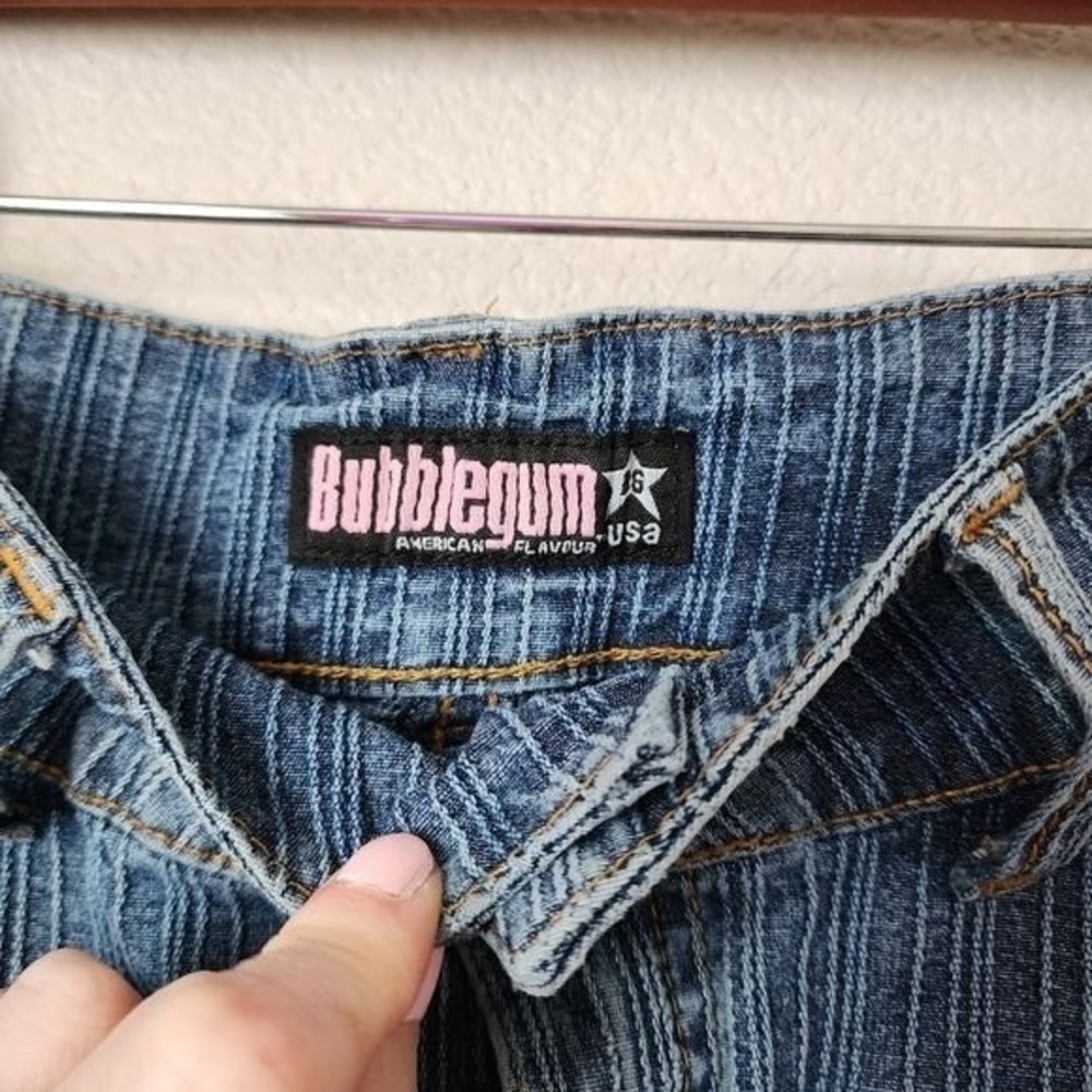 BUBBLEGUM VINTAGE 90s Ribbed Denim Skirt Y2K grunge coquette mini - Picture 7 of 10